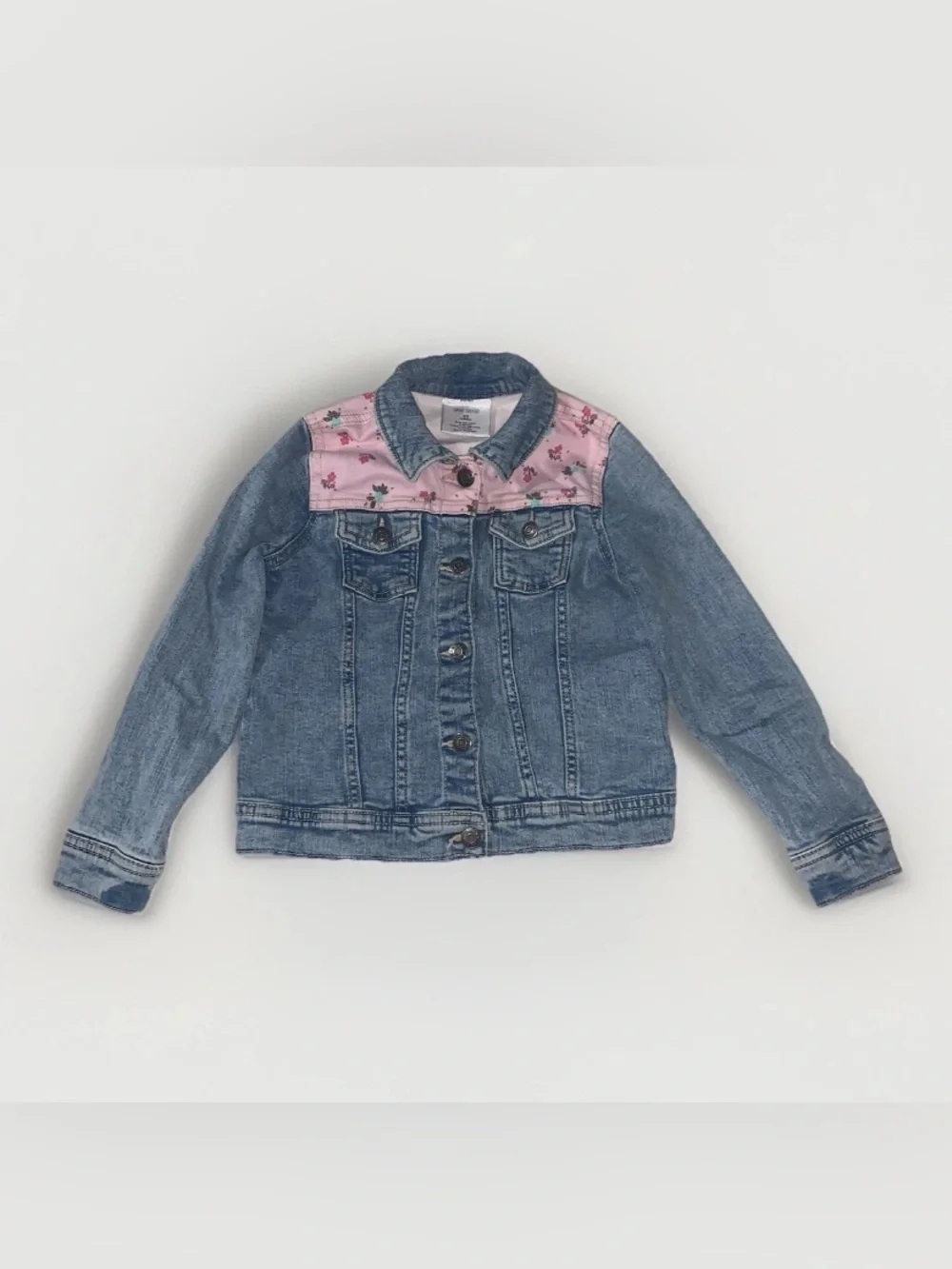 Okie Dokie Baby Girls Floral Detail Denim Jean Jacket Blue Multi Size 5T